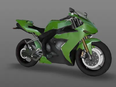 Kawasaki Ninja ZX-6R Sport Bike 3D Model Free Download Bike Free low-poly 3D model