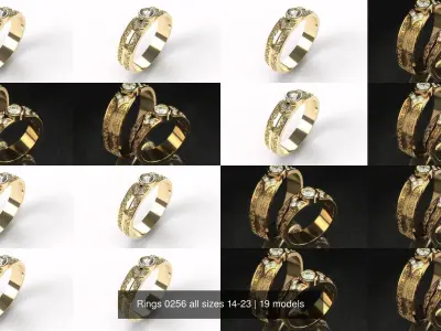 Rings 0256 all sizes 14-23 3D Model Pack