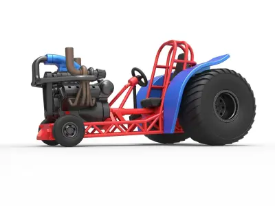 Mini Rod pulling tractor 6 Scale 1 to 25 3D print model