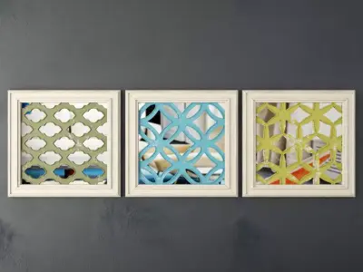 Lattice Square Wood Panel Wall Art 3D model