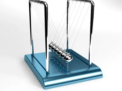 NewtonCradle02 cylindrical balancing pendulum 3D model