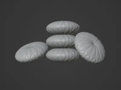 Round decorative fabric pillow 3D Model Pack
