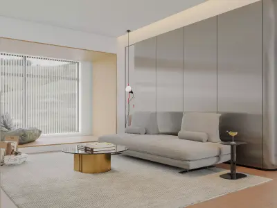 Modern living room dining room interior scenes 250 3D model