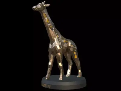 Steampunk Giraffe Pose Low-poly 3D model