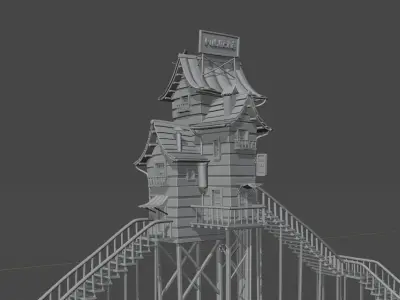 Houses concept art pack of 4  3D model