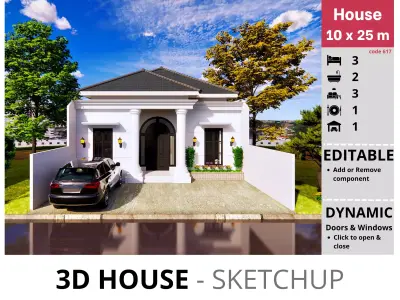 House 10x25m code 617 - Sketchup 3D model 3D model 3D model