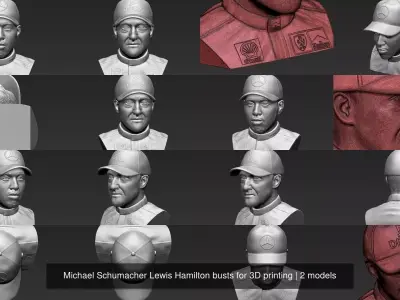 Michael Schumacher Lewis Hamilton busts for 3D printing 3D Model Pack
