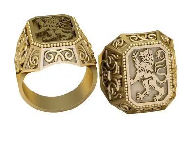 LION SIGNET RING 3D PRINTABLE MODEL  3D print model