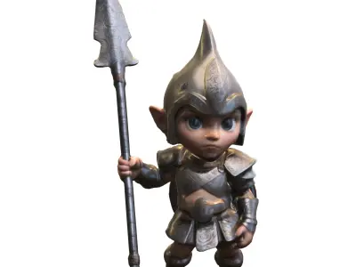 Elf Warrior dungers and dragons Low-poly 3D model