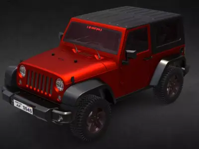 Indian Jeep Wrangler With Interior - Highpoly 3D model
