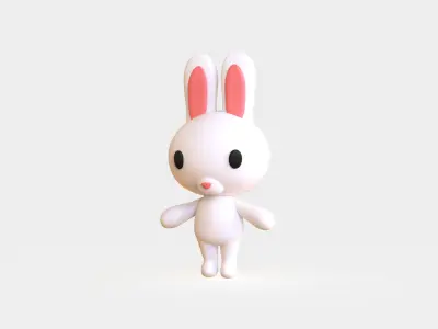 Little Bunny Animated Cute 3D Models For Games And Animations Low-poly 3D model