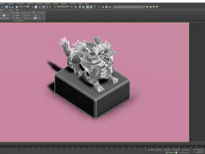 Ancient Chinese Jade Carved Jade Kirin Seal 3D model