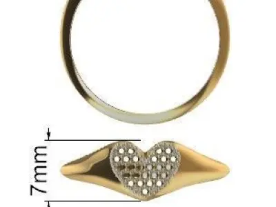 Anel Coracao Cravejado 3D print model