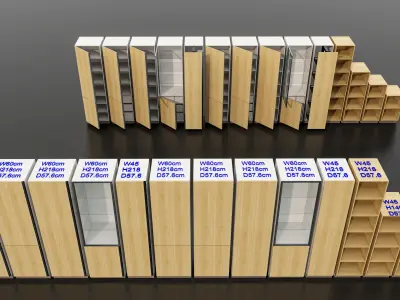 Kitchens and closets library of dynamic blocks Kitchen cabinet Low-poly 3D model