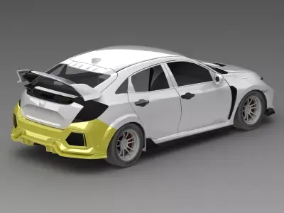 CIVIC TYPE R FK8 Rear Bumper Exterior Model - 3D Laser-Scanned 3D model