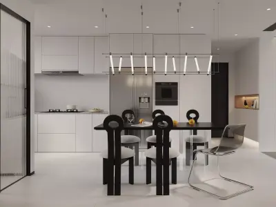 Modern living room dining room interior scenes 330 3D model
