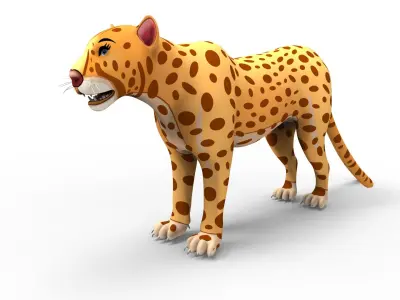 3D  Cartoon Leopard low poly game ready  Low-poly 3D model