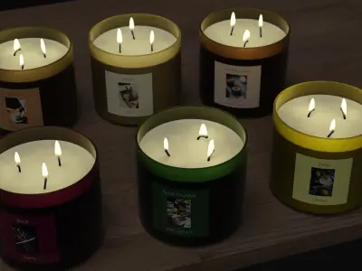 3-Wick Jar Candles 3D model