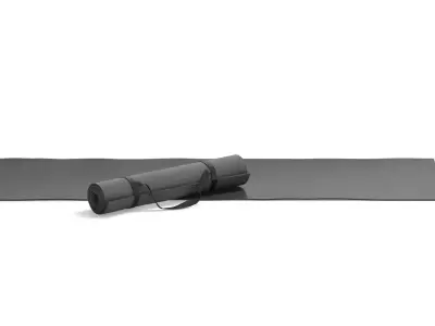 Black Unfolded and Rolled Yoga Mat Set - for fitness and pilates 3D model