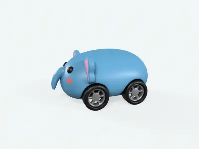 Cartoon Elephant Car Cute Low-poly 3D model
