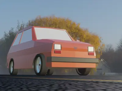 Fiat 126 Low Poly Low-poly 3D model