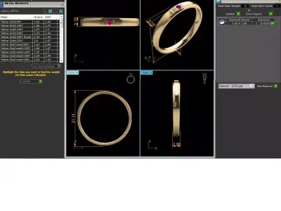 Band 3dm Render Details gold ring with sapphire 3D print model