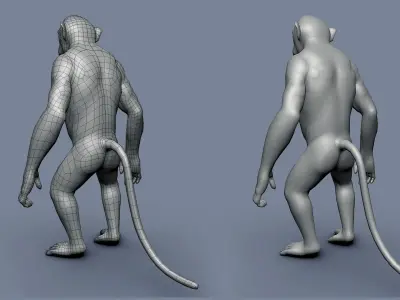 Monkey BaseMesh Low-poly 3D model