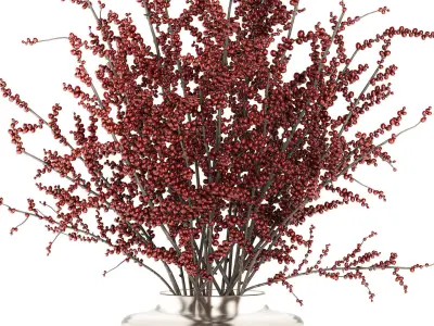 Bouquet of branches with red berries ilex vase 347 3D model