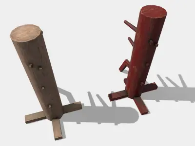 wooden practice dummy Low-poly 3D model