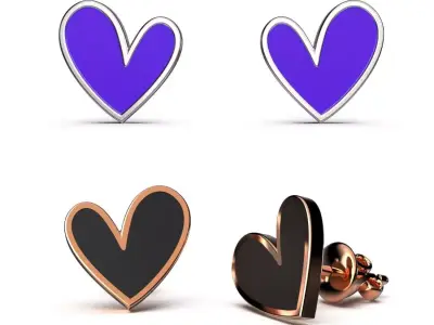 HEART Stud Earrings LOVE GIFT For Valentines Day 3D print model