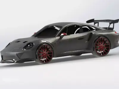 Porsche 911 Car 3D STEP IGES STL SolidWorks OBJ Blender Low-poly 3D model