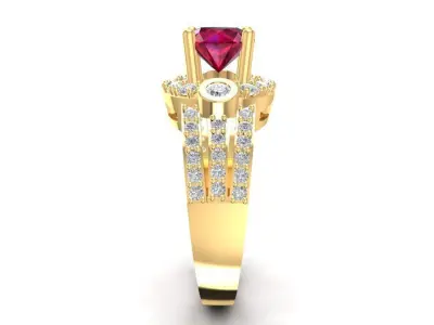 Luxury Ruby Diamond Ring for Women 1727 3D print model