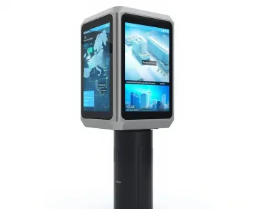 Mixed Reality Information Post with Holographic Interface mod... Low-poly 3D model