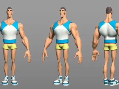 Cartoon male character Chen Low-poly 3D model