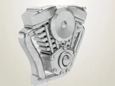 Chrome V Twin Engine 3D 3dm file 3D print model