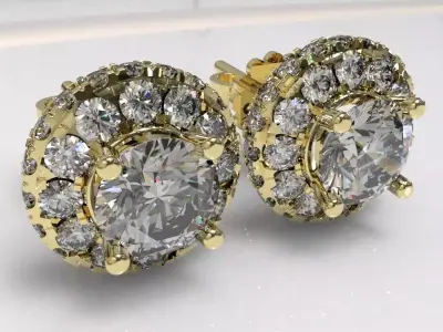 Timothes Diamond Earing 3D JewelryModel Printable 3D ER9 3D print model