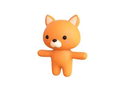 Character007 Chubby Fox  Low-poly 3D model
