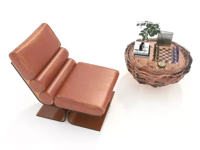Modern Coffee Table and Armchair Set 72 3D model