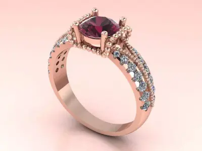 The Regal Crimson Heirloom Ring jewelry 3D model - for Her 3D print model