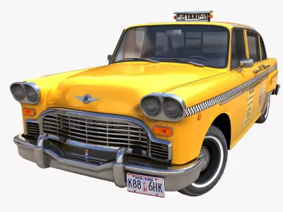 Yellow Taxi Cab Low-poly 3D model