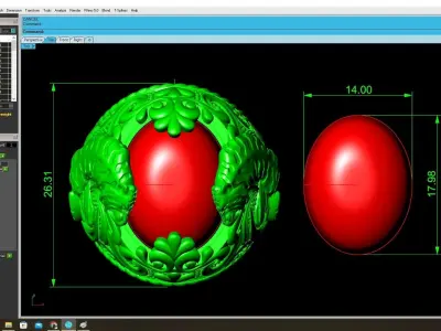 Luxury Vintage Engraved Oval Gemstone Ring for Men 3774 3D print model