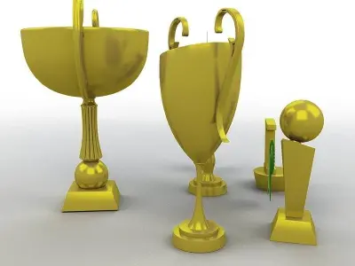 Cartoon Prize Cups Set 3D model