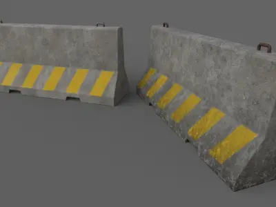 PBR Concrete Barrier V4 Low-poly 3D model