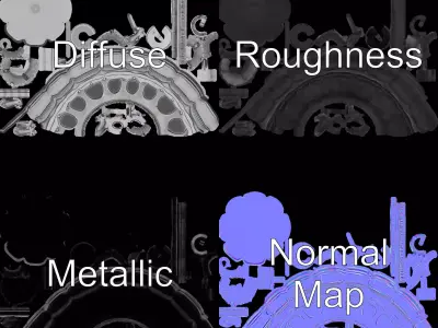 Elegant Silver Fountain model pack Low-poly 3D model