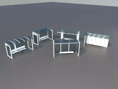 bus stop Low-poly 3D model 2