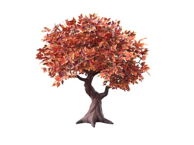 Stylized Tree 01 Autumn Free low-poly 3D model