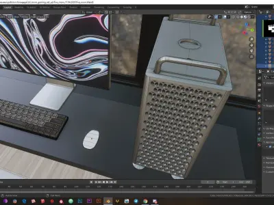 Low-poly Cool 3D gaming set-up Low-poly 3D model