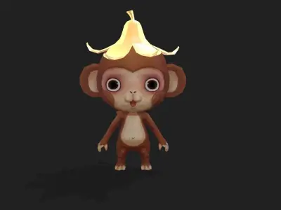 Cute Monkey Full Animation 1177 frames Cute Monkey 3D model