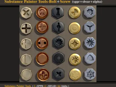 Substance Painter Tools-Bolt and Screw -SPPR-SBSAR-Alpha 3D model