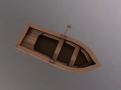 3D game-ready Boat wooden Low-poly 3D model